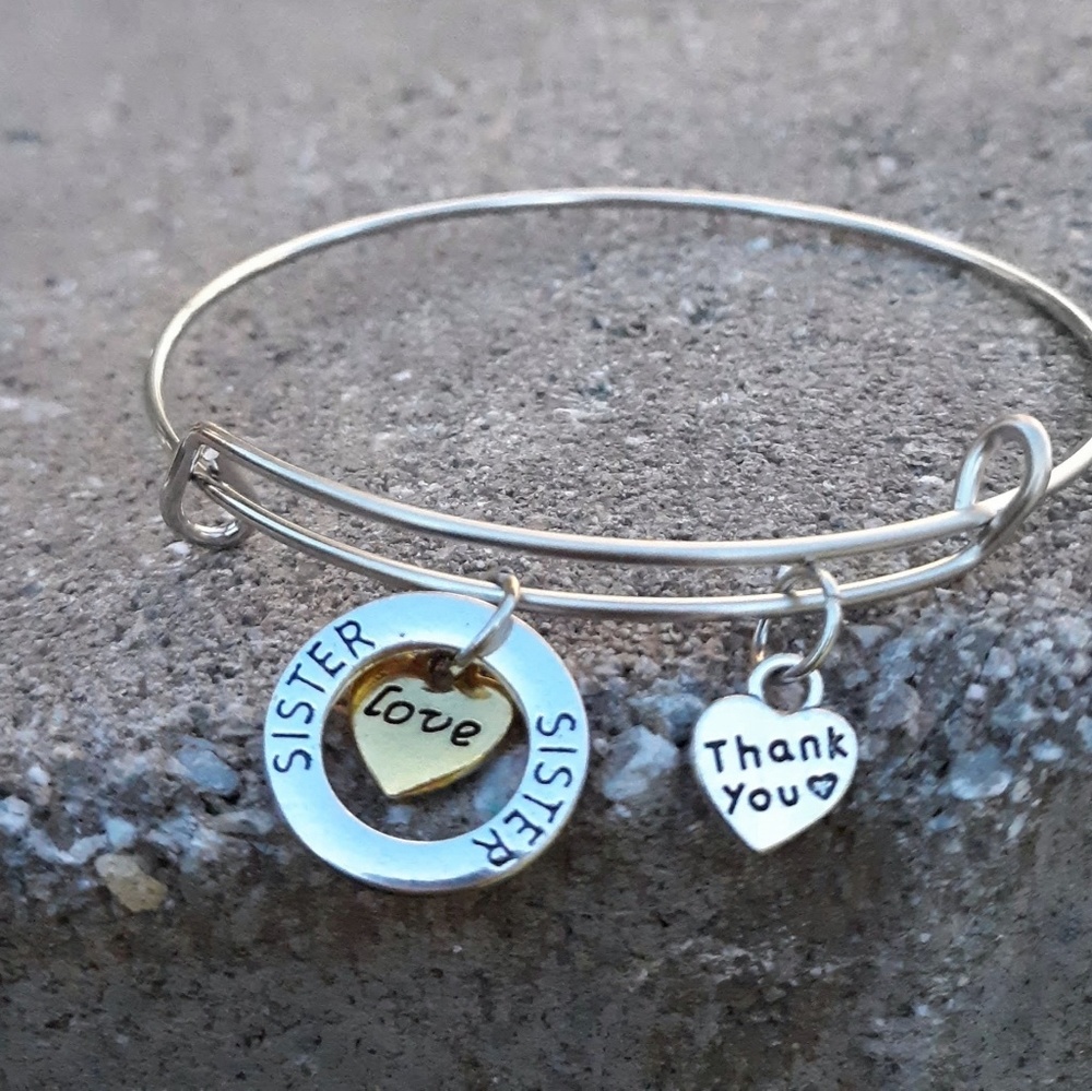 Silver Plated stainless steel Bracelet Sister